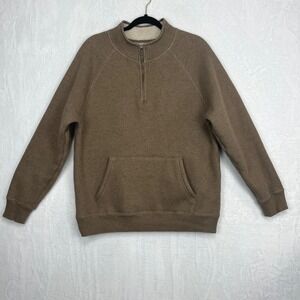 Flint and Tinder‎ Sherpa Lined Quarter Zip Mens L Pullover Fleece Toffee Brown